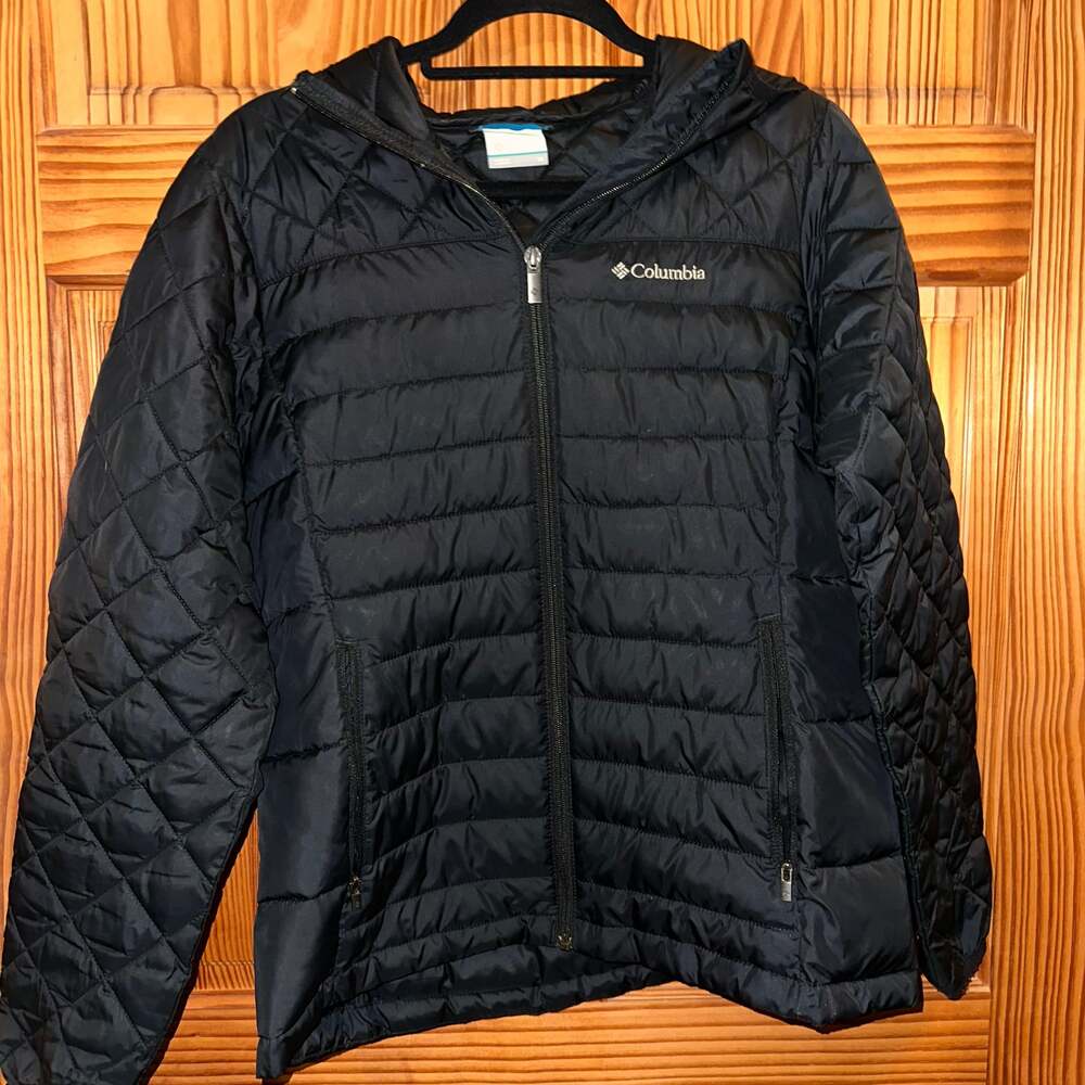 Womens’s Columbia Black Puffer Lightweight Jacket with Hood Medium M